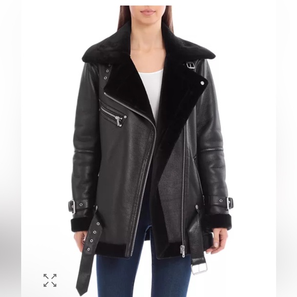 Avec Les Filles Jackets & Blazers - Avec Les Filles Oversized Faux Shearling Biker Moto Jacket Size Small